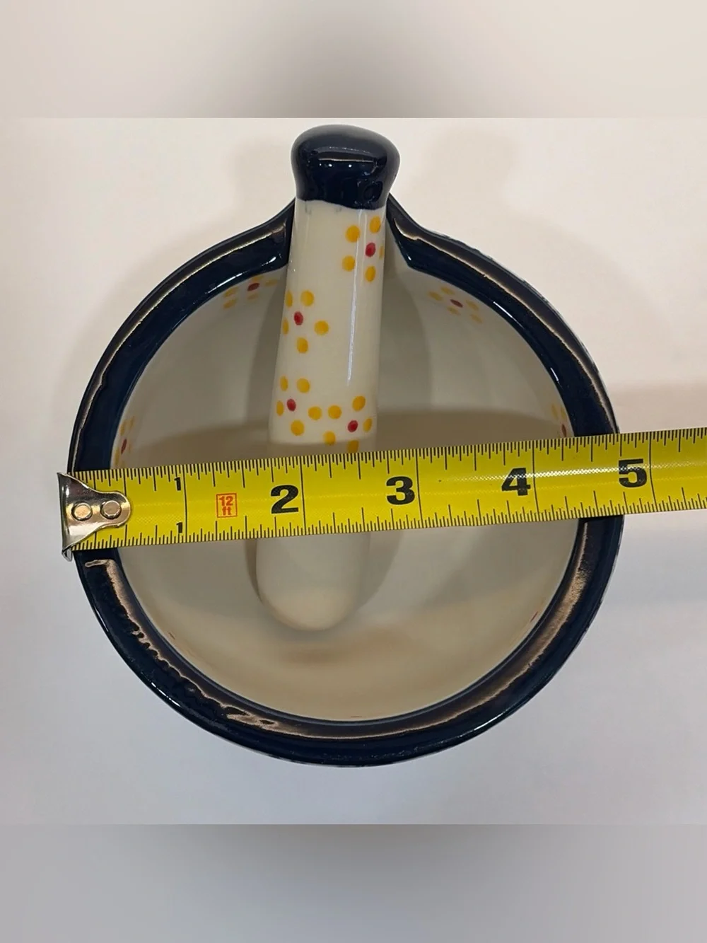 Temp-Tations Blue and Yellow Floral Ceramic Mortar & Pestle